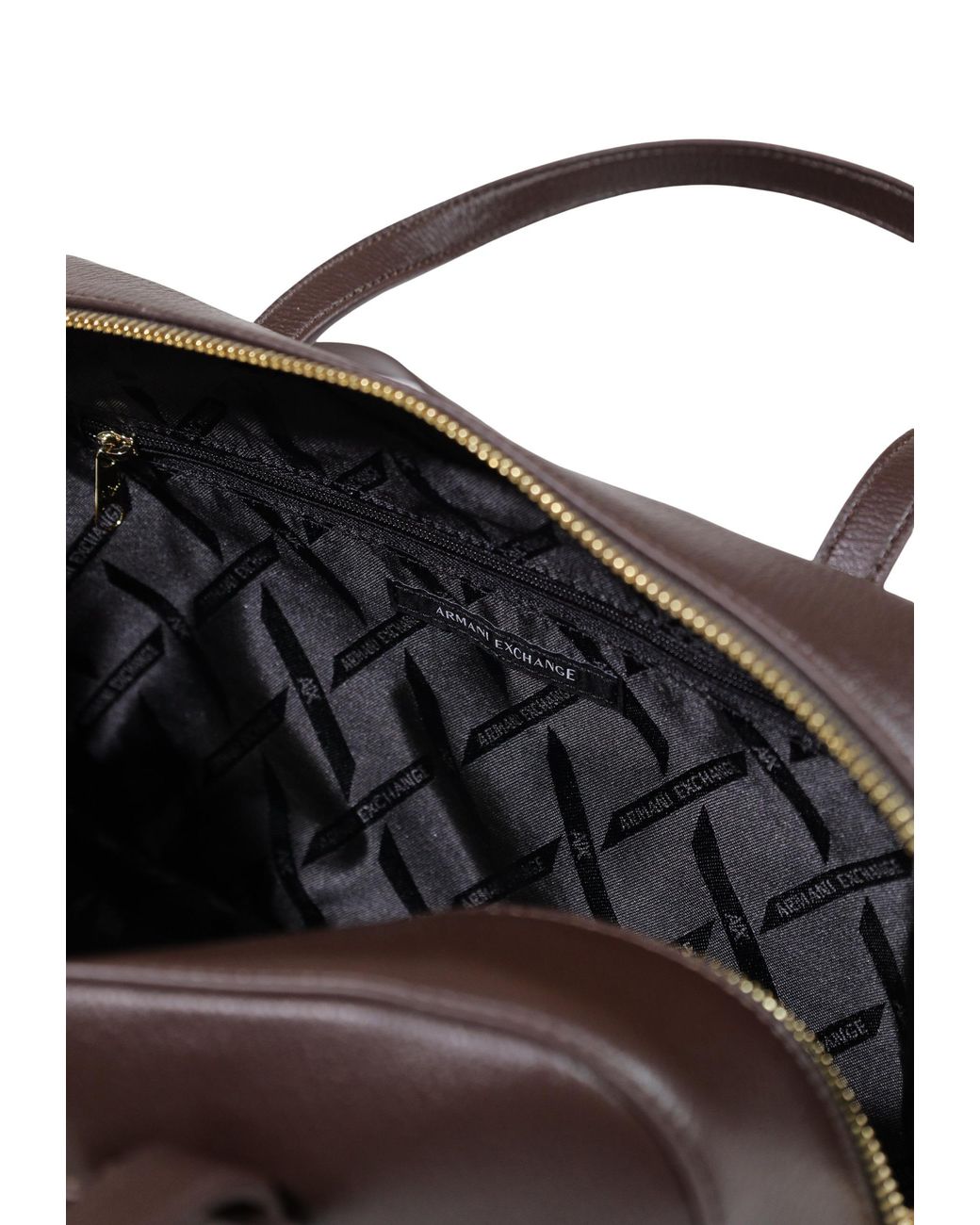 ARMANI EXCHANGE Brown Logo-Plaque Leather Tote Bag