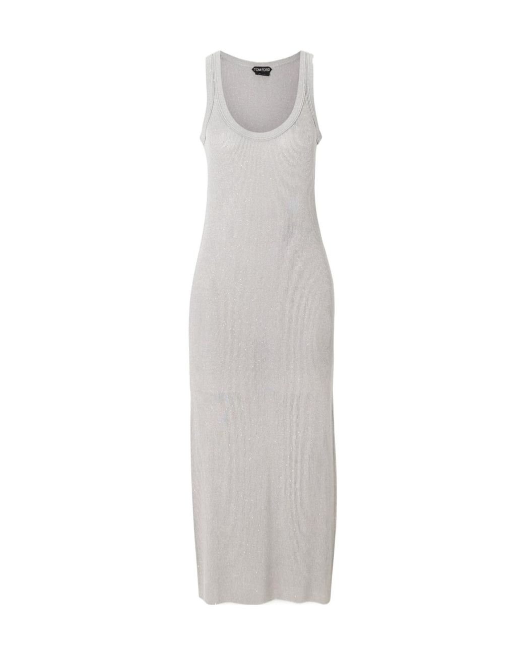 Tom Ford White Sequin-Embellished Ribbed Dress