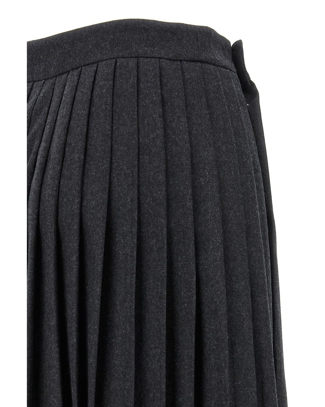 Prada Gray Pleated Wool Flannel Skirt