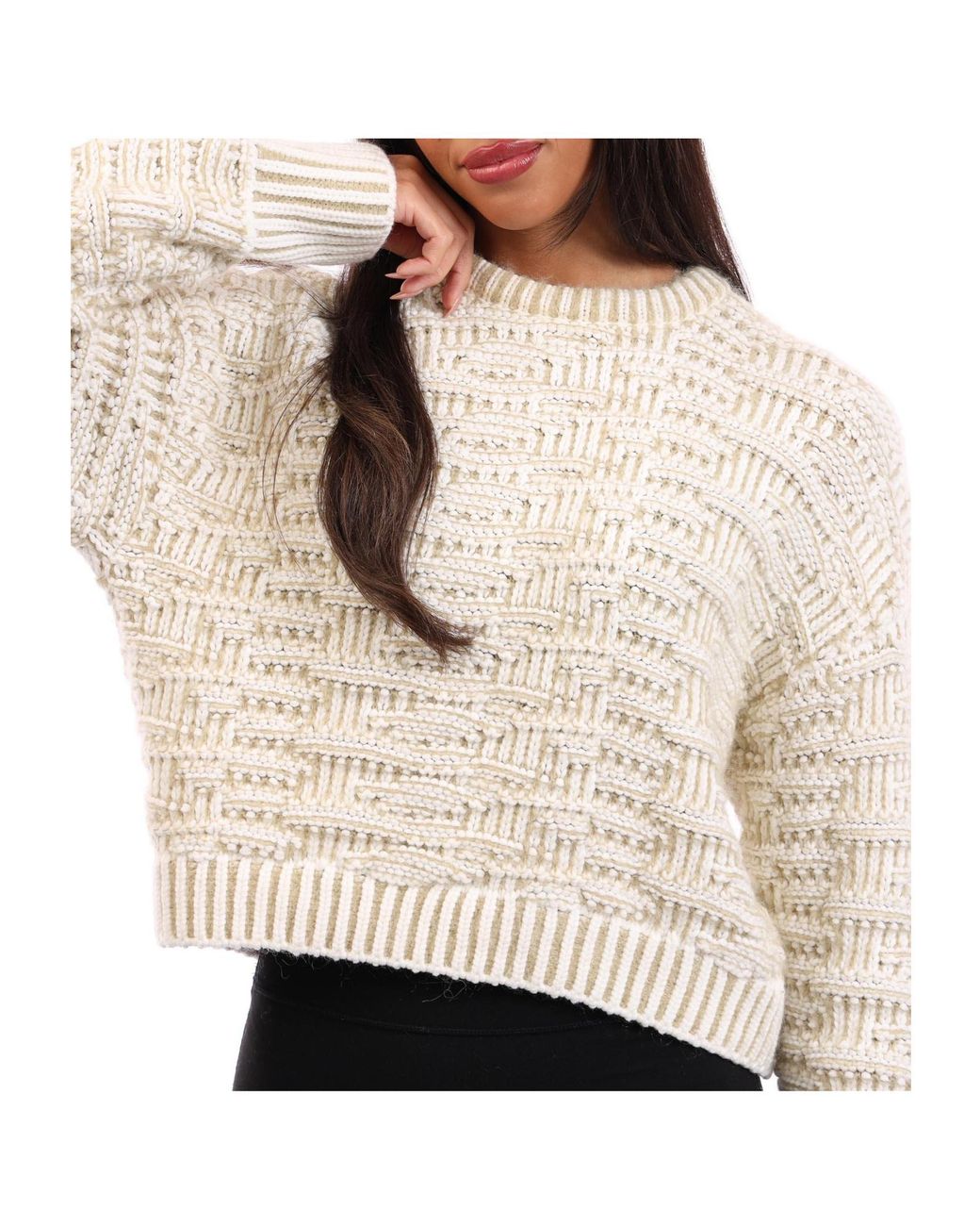 Boss White Crew-Neck Knit Sweater