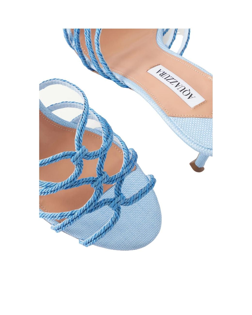 Aquazzura Blue Raffia-Trimmed Cord Mules