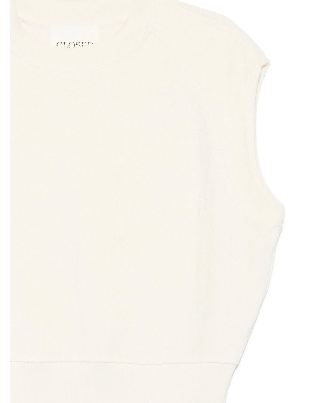 Closed White Ribbed-Trim Vest