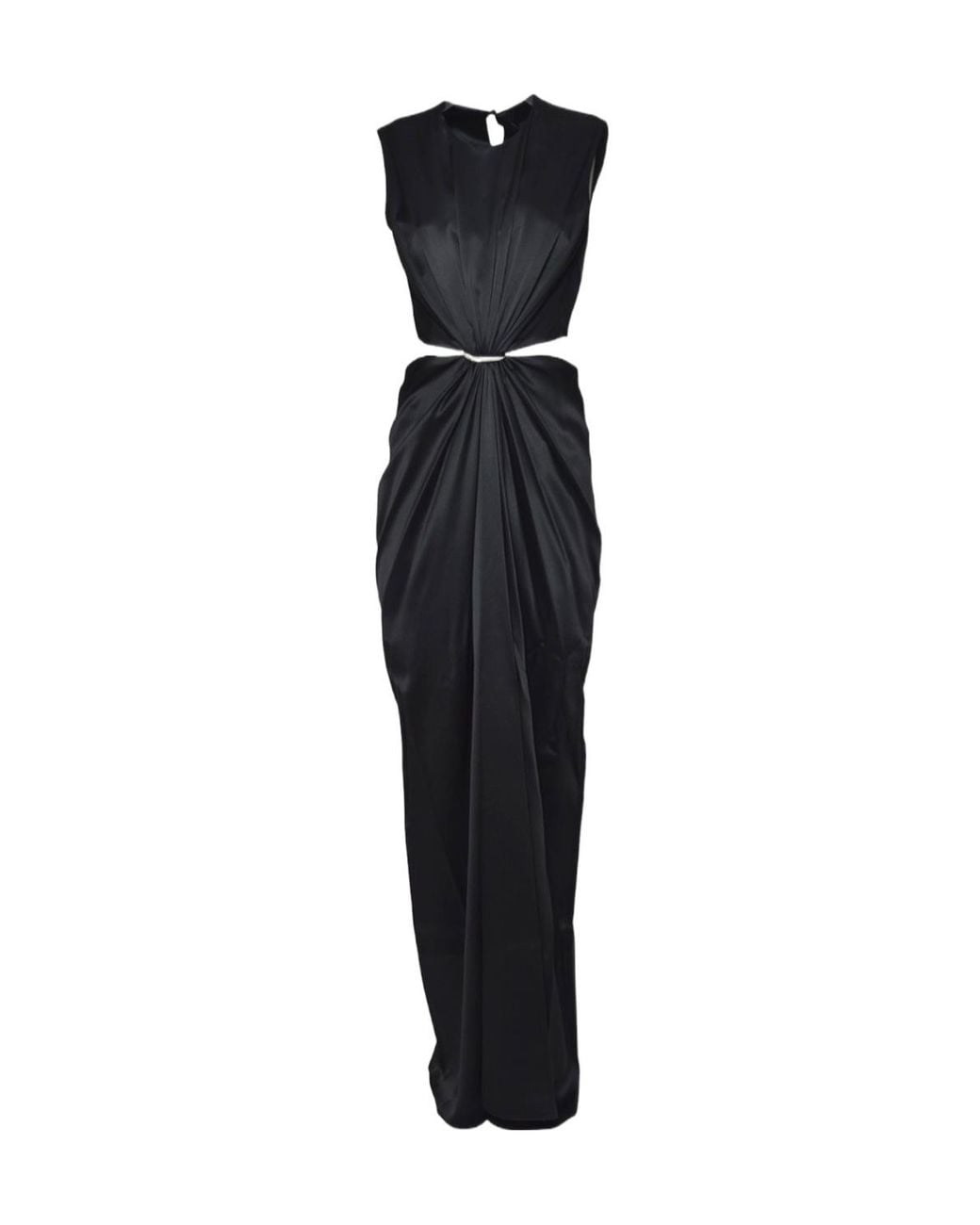 Max Mara Black Pianoforte Panaro Hourglass Gathered Sleeveless Dress