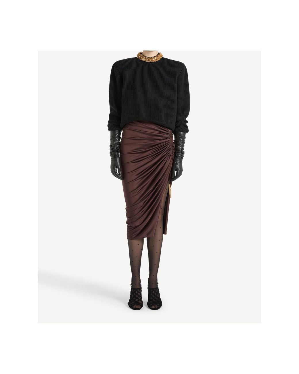 Balmain Black Rocaille Bead Ribbed Knitted Sweater
