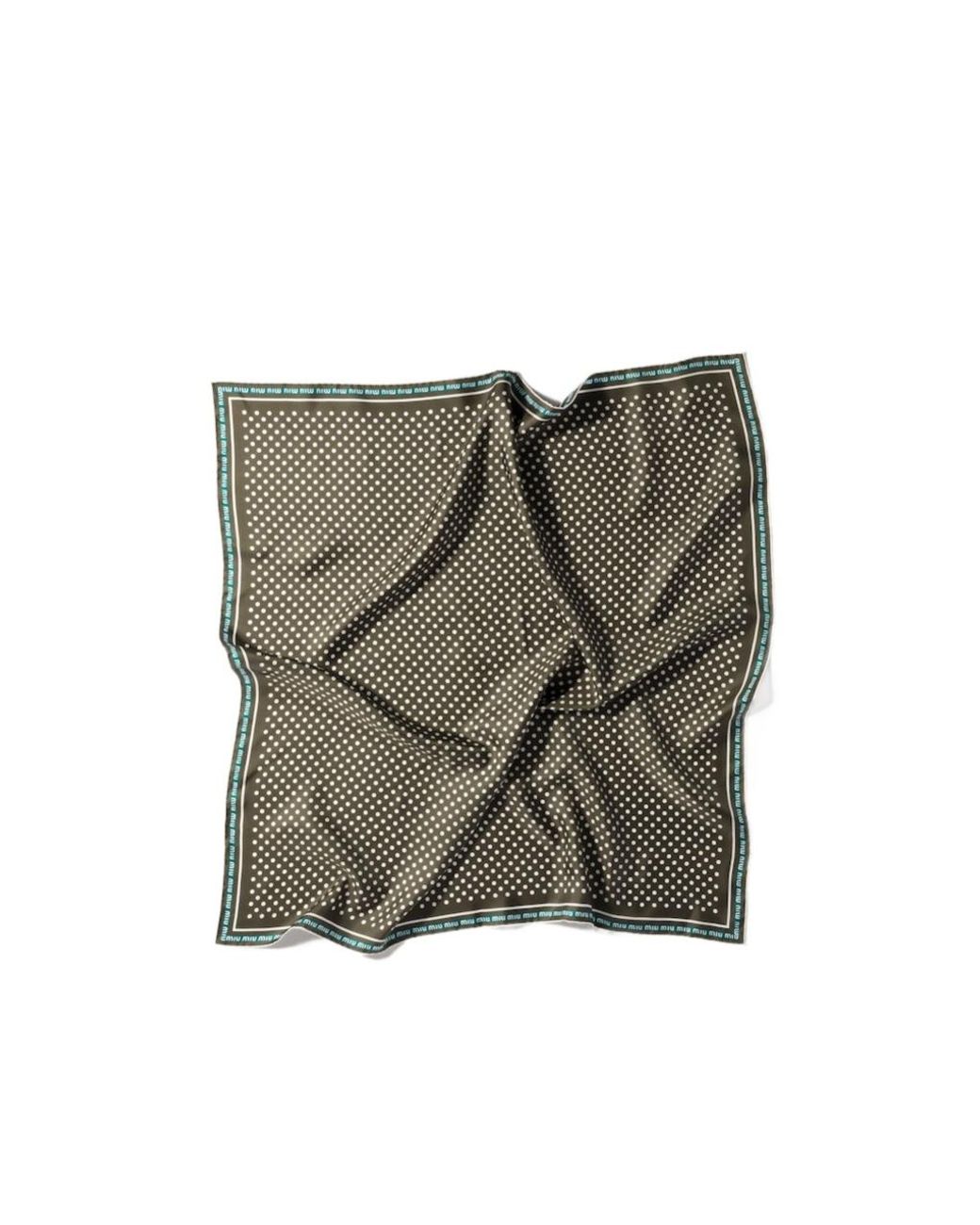 Miu Miu Green Printed Silk Scarf