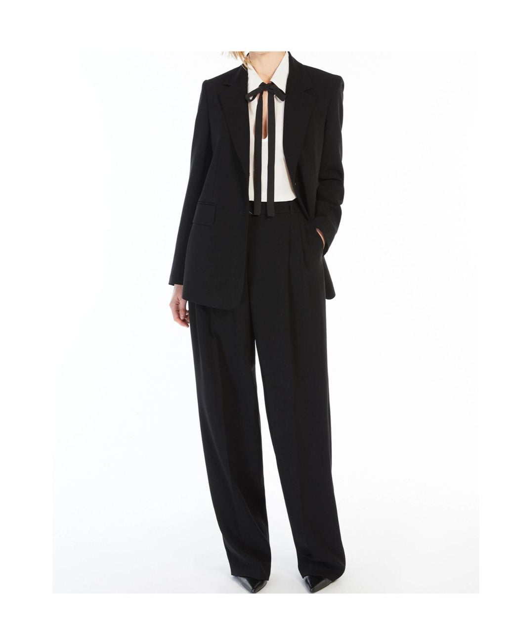 Max Mara Black Studio Linz Single-Breasted Tailored Blazer