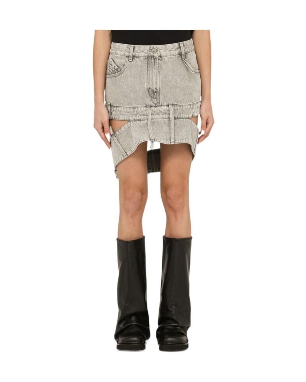 The Attico Multicolor The Cut-Out Mini Denim Skirt
