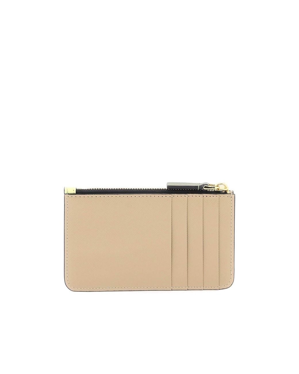 Marni Yellow Saffiano Logo Printed Card Case