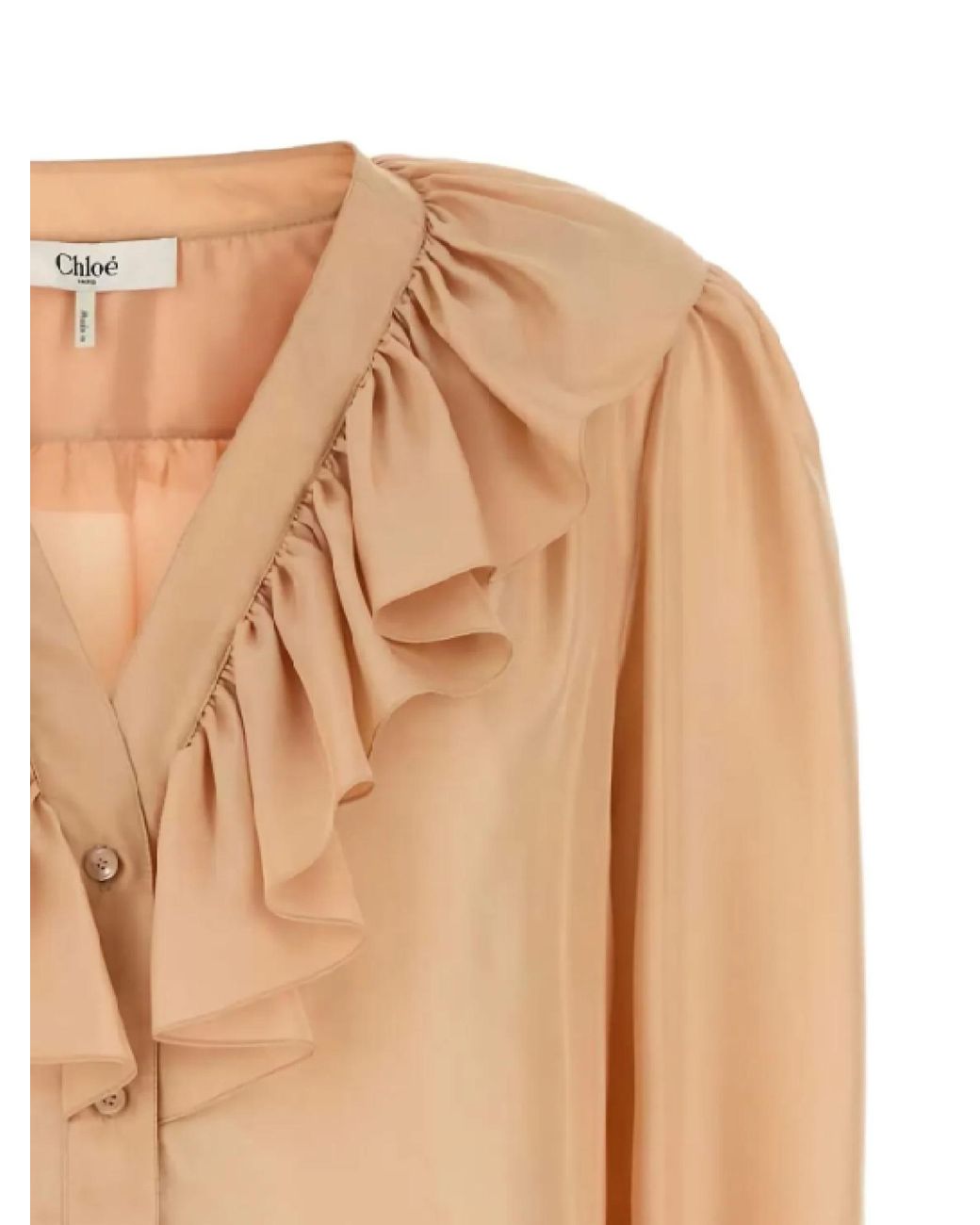 Chloé Natural Chloé Ruffle Detailed Long-Sleeve Shirt