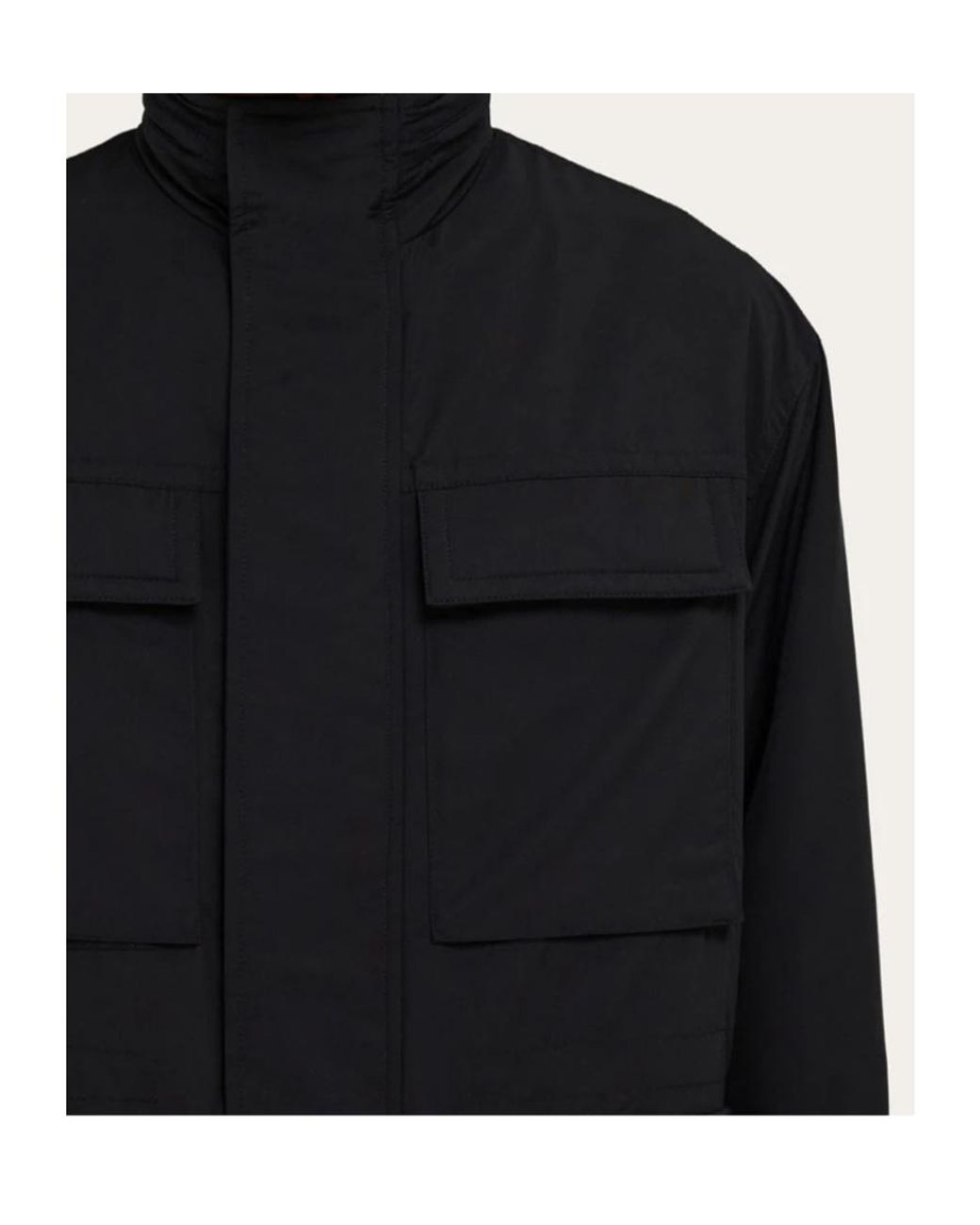 Ferragamo Black Ferragamo Long-Sleeved Padded Jacket for men