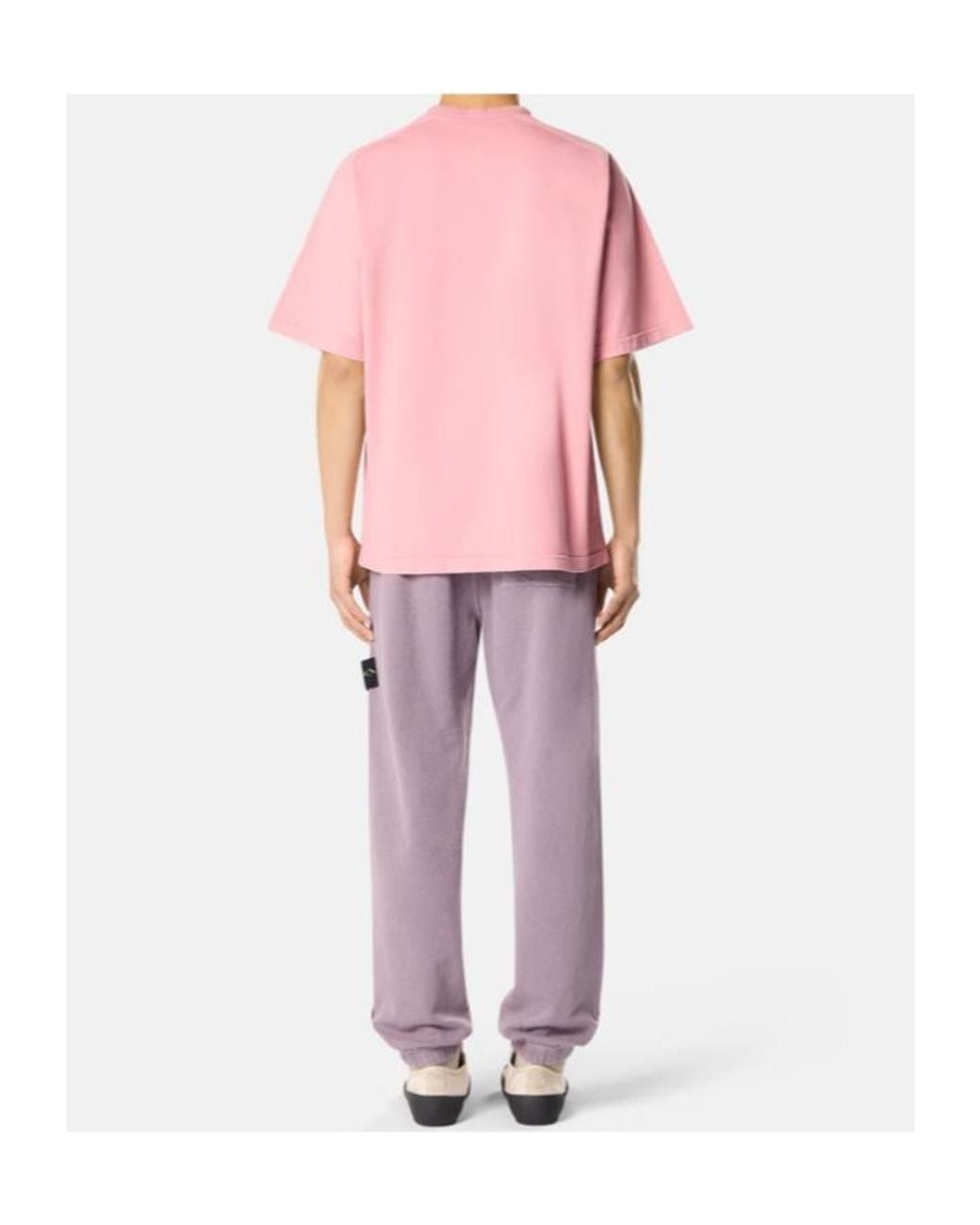 Stone Island Pink Oversized Logo Patch T-Shirt for men