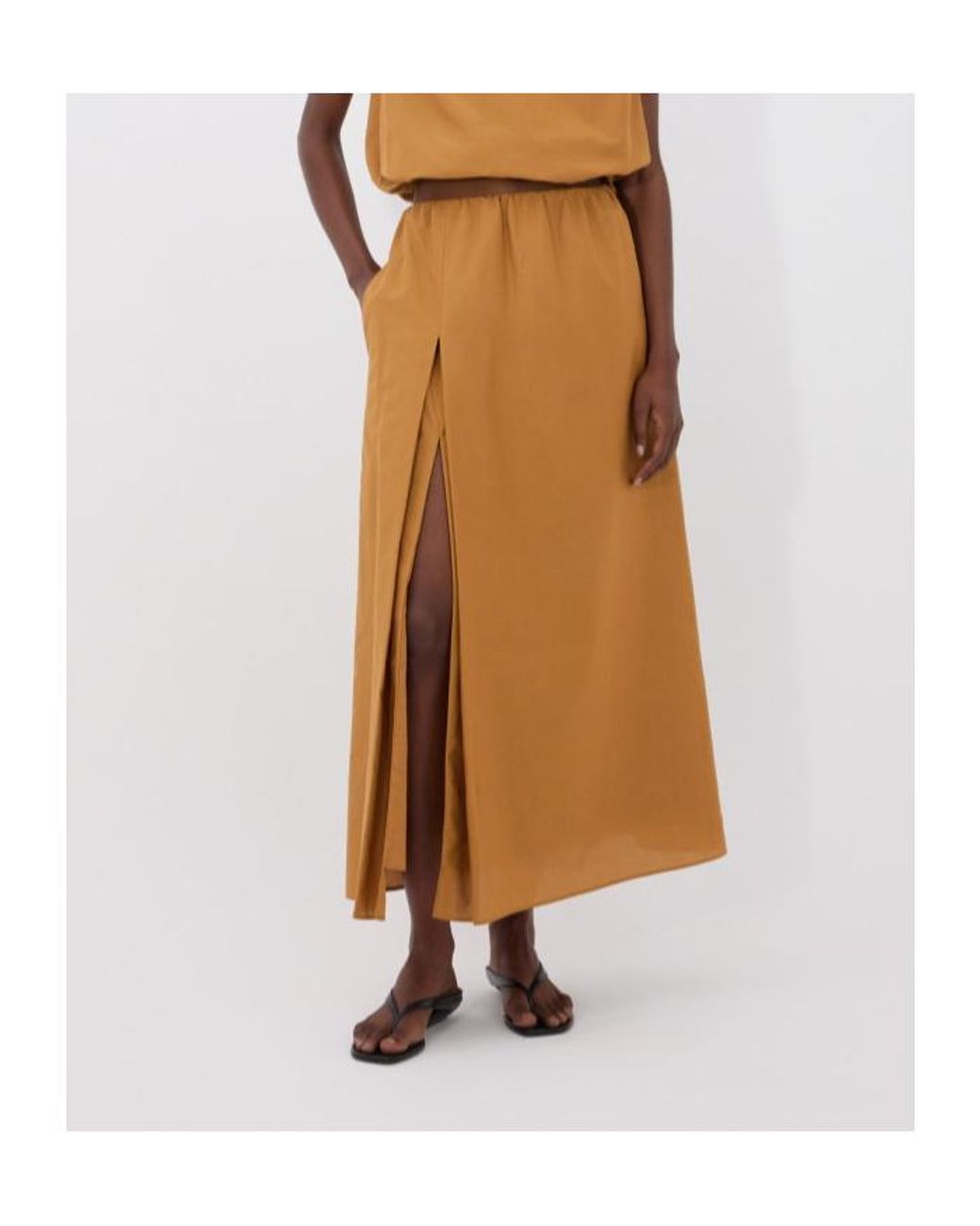 Loulou de Saison Brown Carmen Midi Skirt