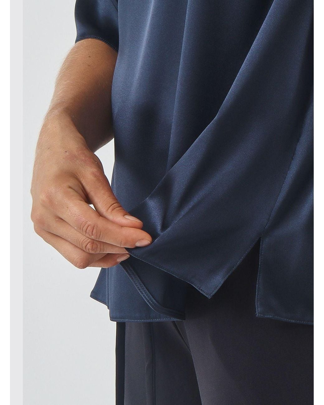 Max Mara Blue Segale Satin-Finish Short-Sleeve Top