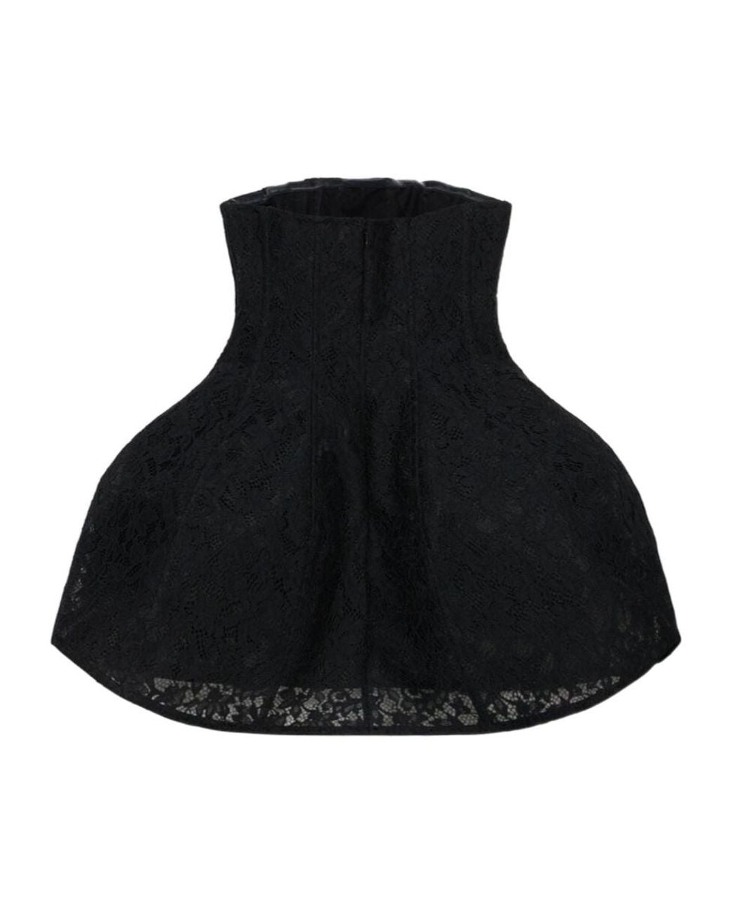 Blumarine Black Short Lace And Crinoline Dress With Bejewelled Buttons