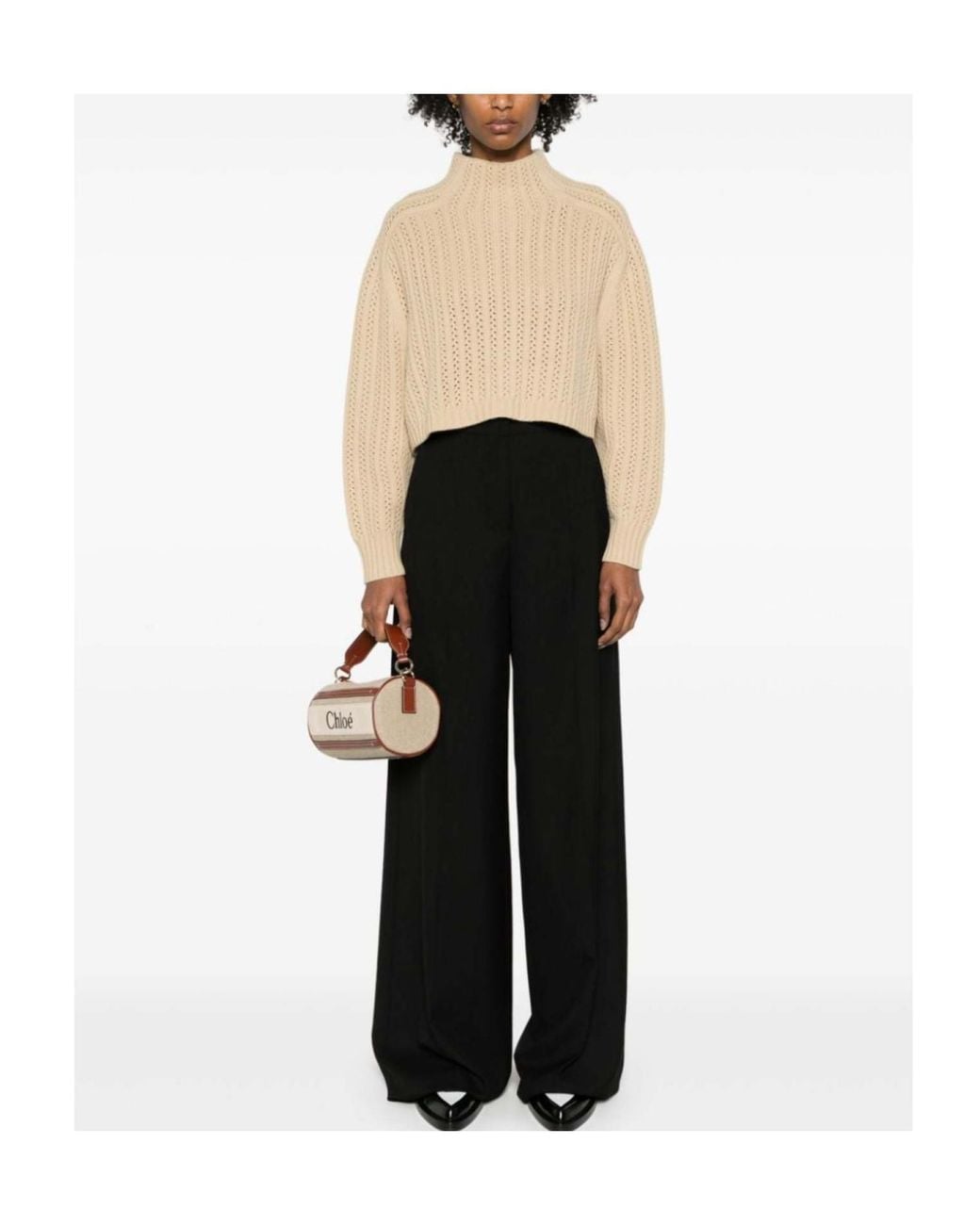 Max Mara Natural Hodeida High Neck Cropped Cardigan
