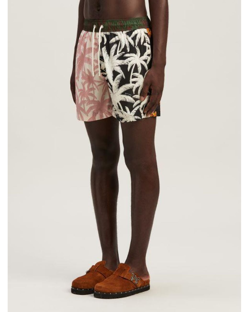 Palm Angels Multicolor Palms Patchwork Drawstring Swim Shorts for men