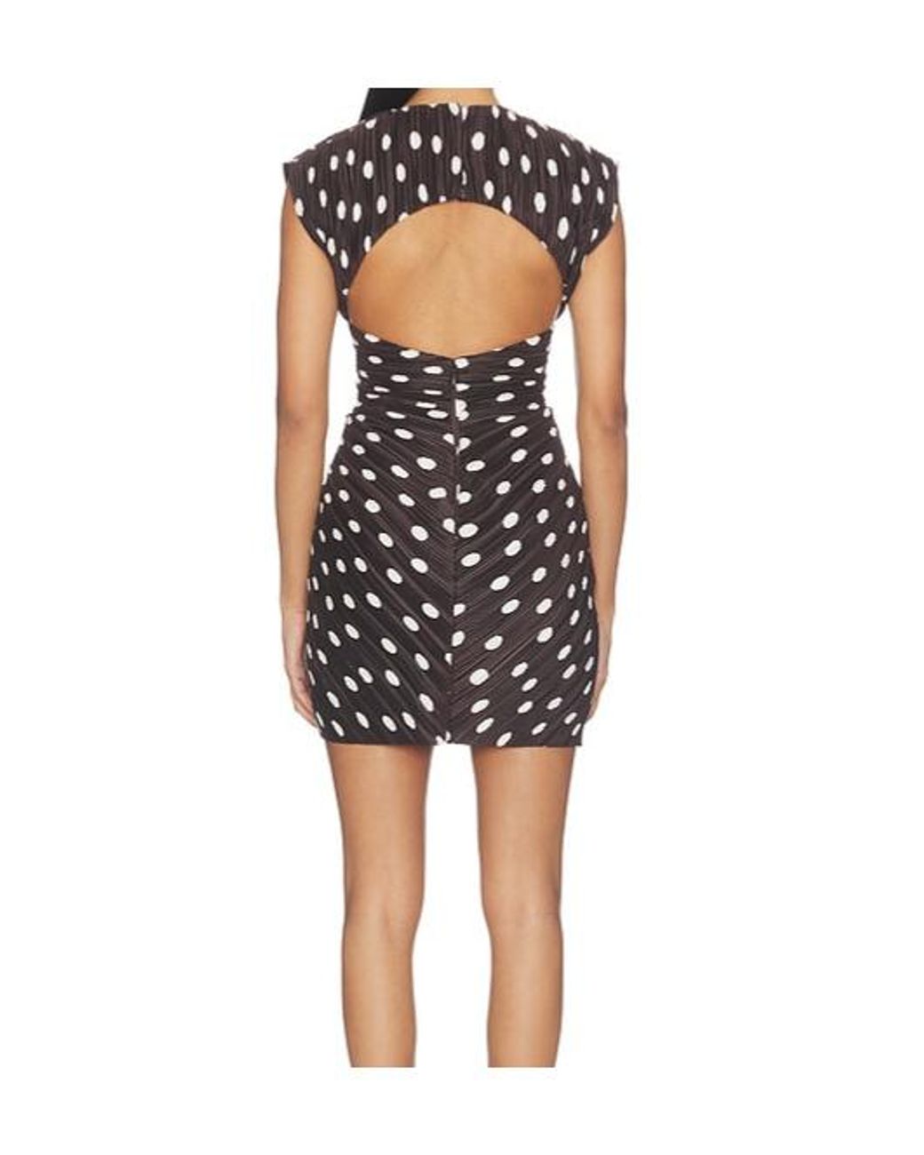 Cult Gaia Black Polka-Dot Pleated Dress