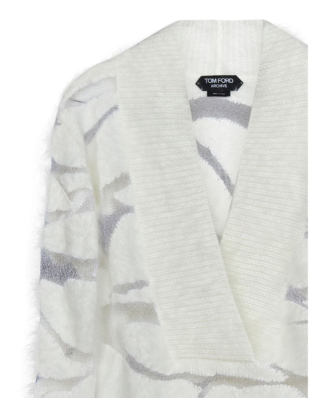 Tom Ford White V-Neck Knitted Jumper