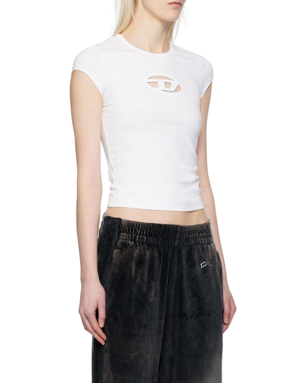DIESEL White T-Angie Cut-Out T-Shirt
