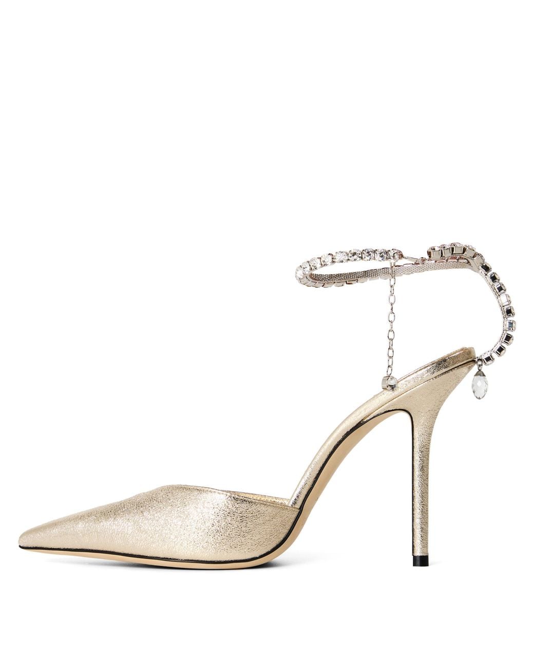 Jimmy Choo Metallic Crystal Satin Saeda 100 Pumps