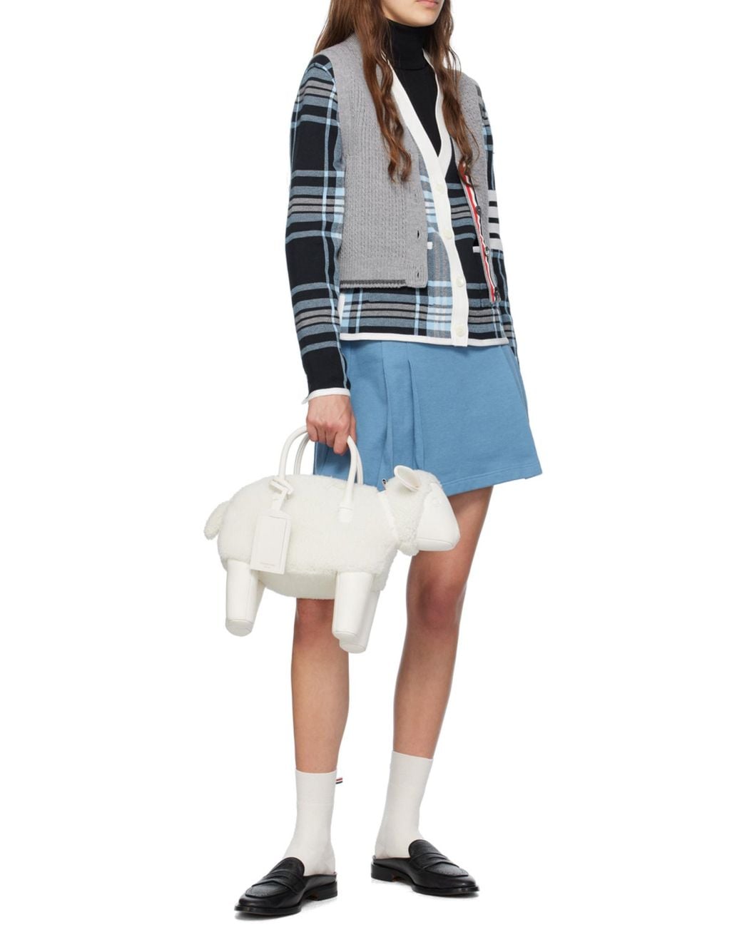 Thom Browne Black Stripe-Detailed Short-Sleeved Knitted Jumper