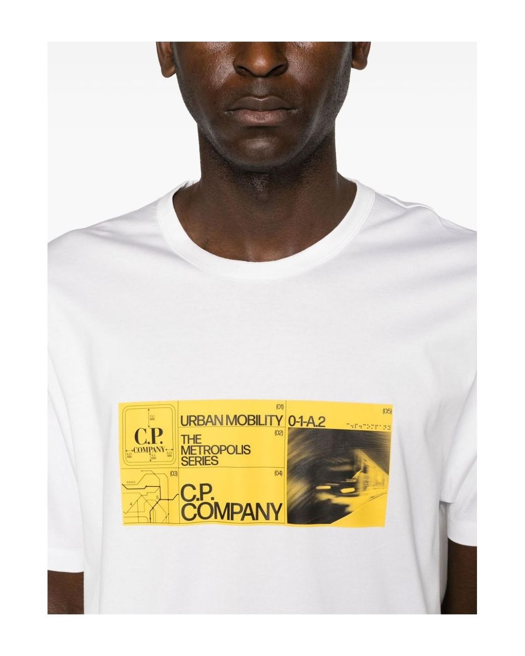 C P Company White Graphic-Print Cotton T-Shirt for men