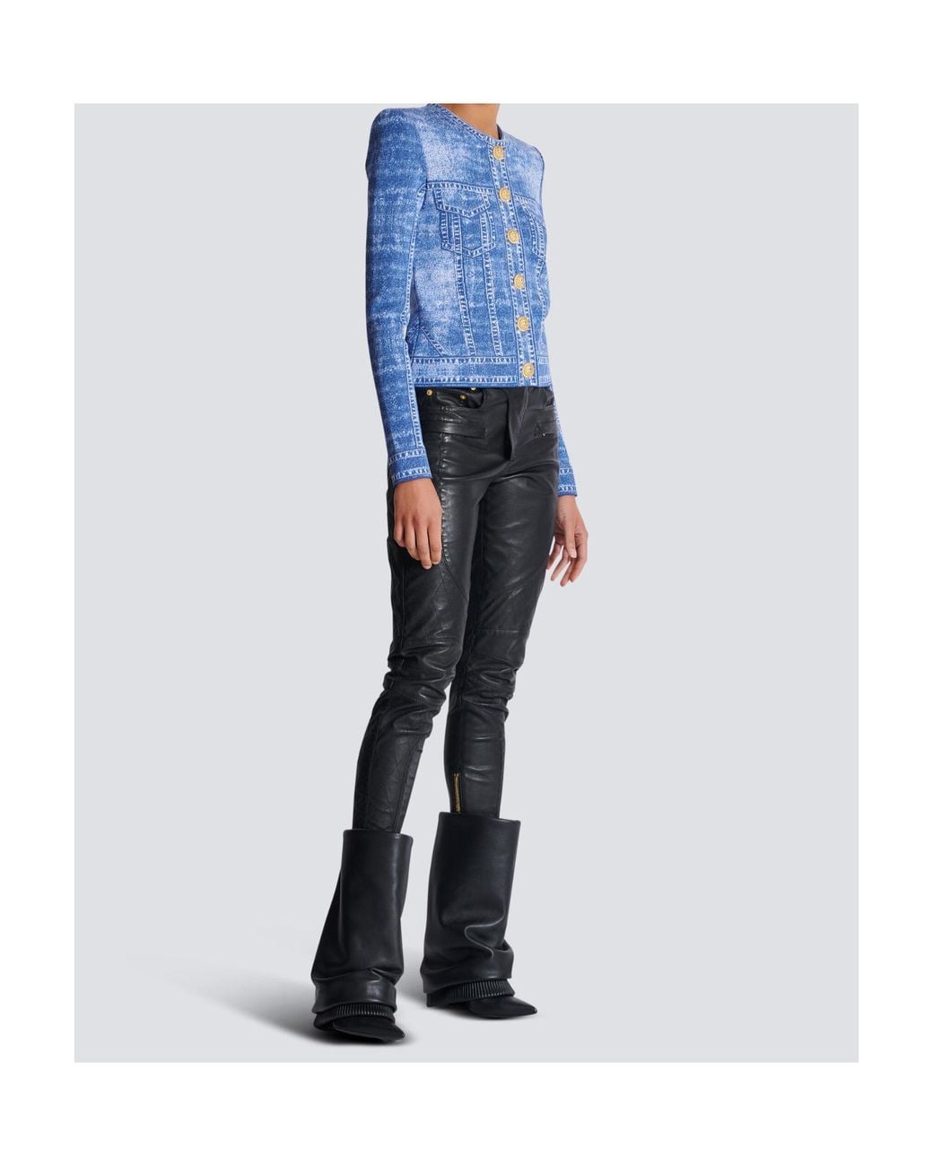 Balmain Blue Snap-Button Cardigan