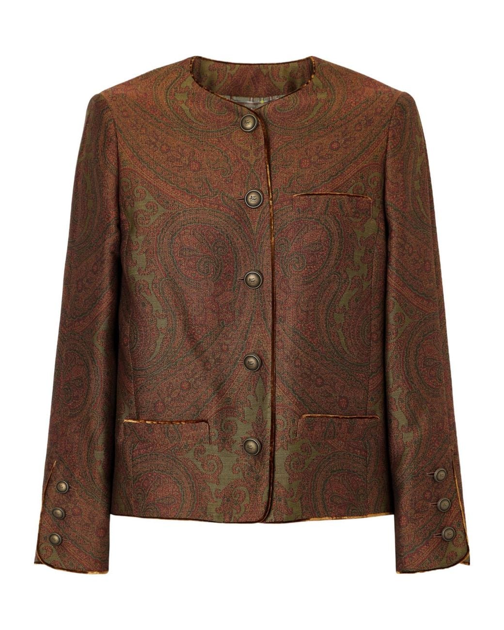 Etro Brown Paisley-Jacquard Crepe Blazer