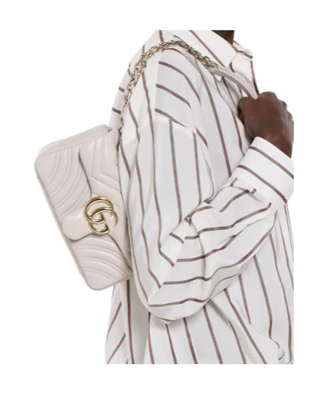 Gucci White Gg Marmont Small Shoulder Bag