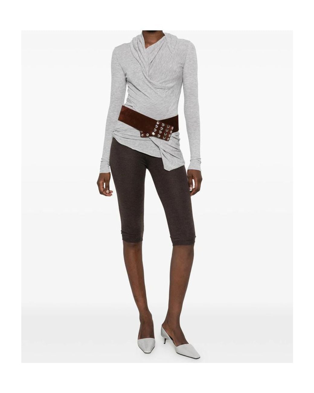 Paloma Wool Gray Ribbed-Waist Leggings
