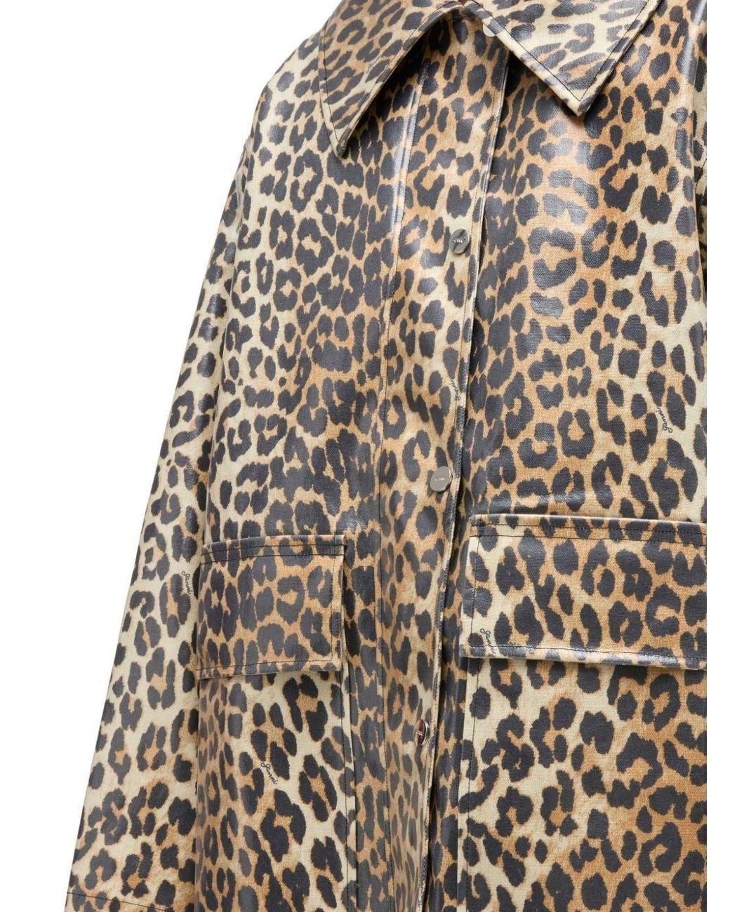 Ganni Gray Laminated Animal-Print Jacket