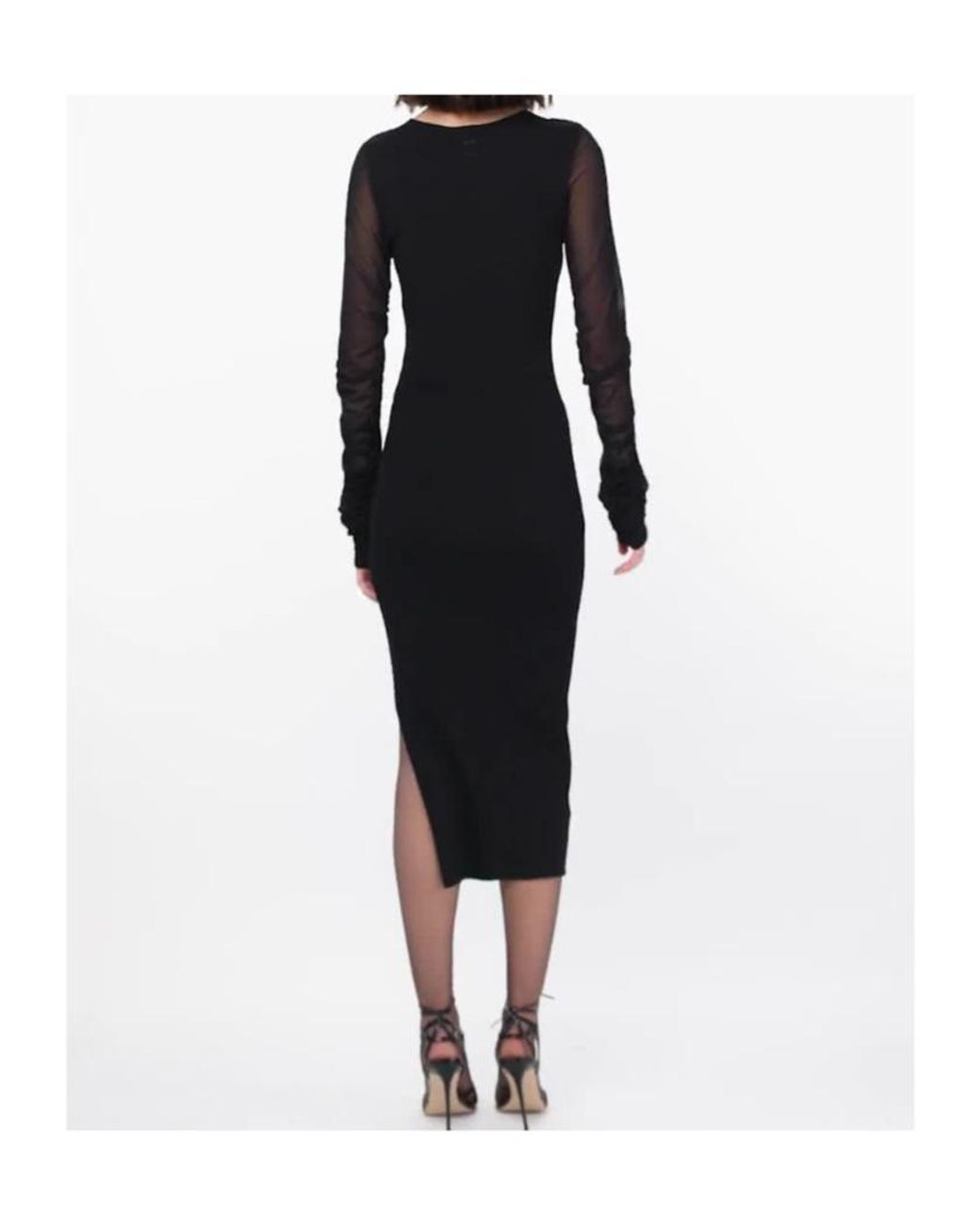 Pinko Blue Panelled Ribbed-Knit Midi Dress