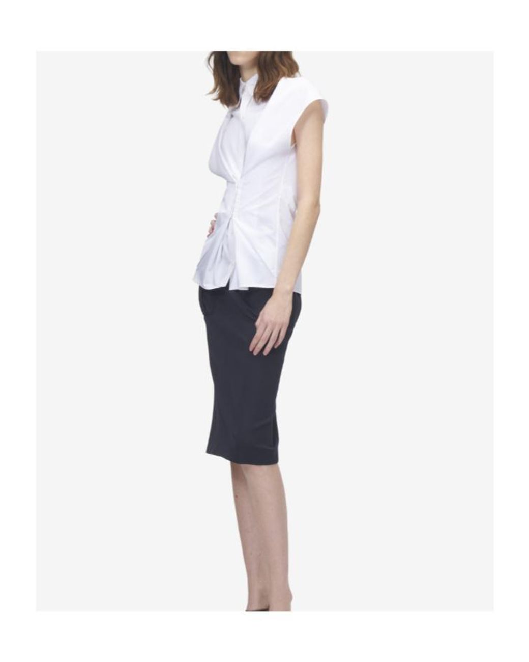 McQueen White Gathered Short Sleeved Shirt