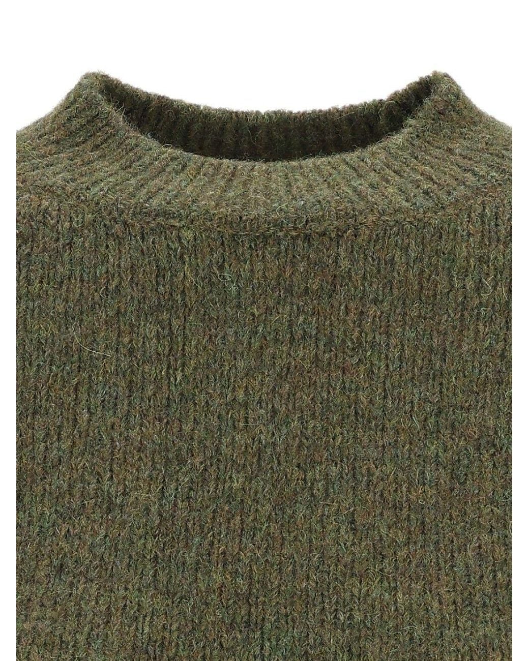 Dries Van Noten Green Texas High Crewneck Sweater