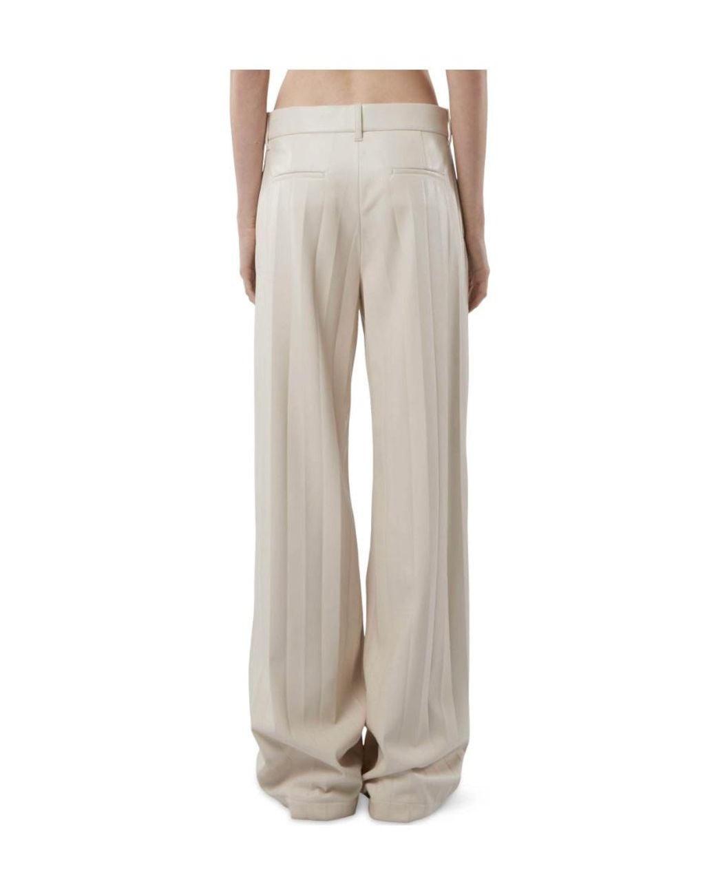 MSGM White High Waisted Wide Leg Trousers