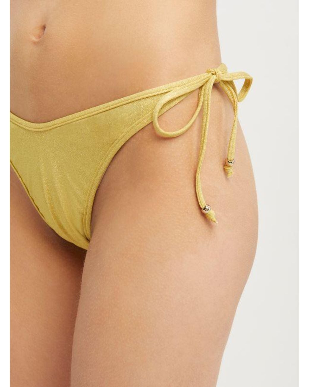 Palm Angels Yellow Glitter Side-Tie Bikini Bottoms