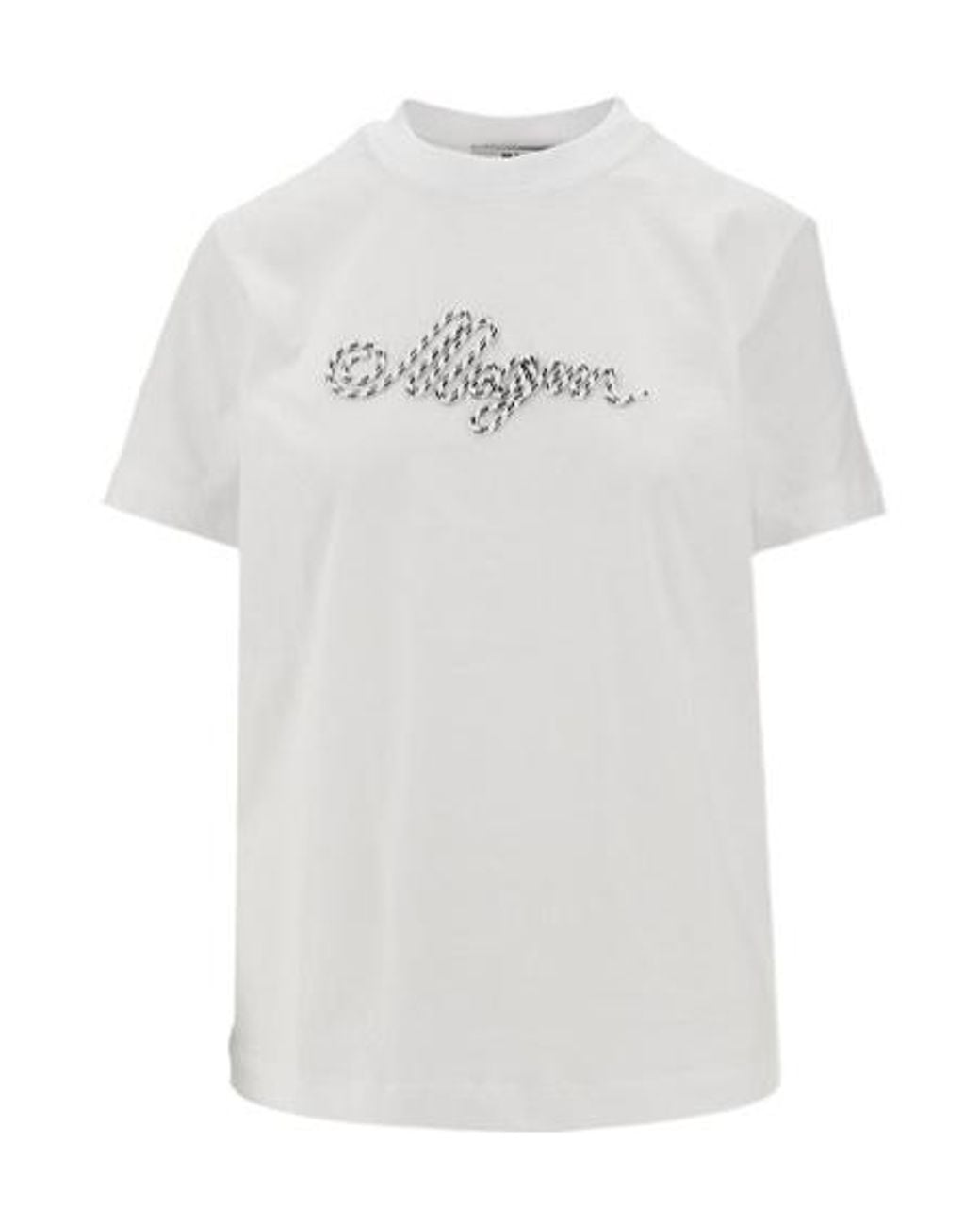 MSGM White Logo Lettering Crewneck T-Shirt