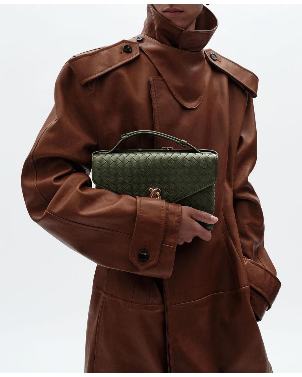 Bottega Veneta Green Knot Lock Crossbody Bag