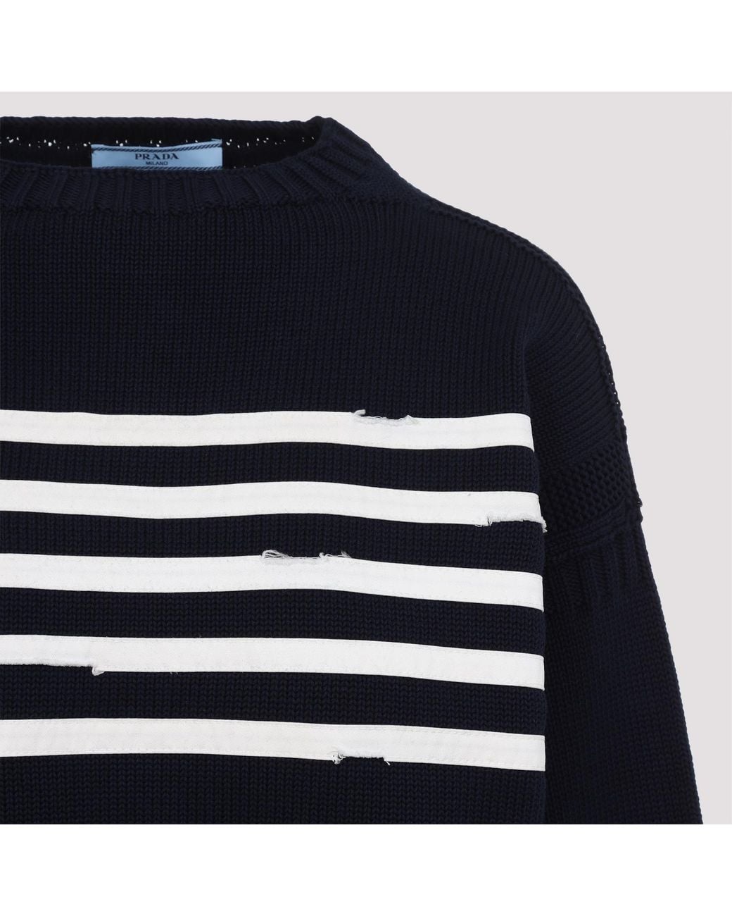 Prada Blue Cotton Pullover Sweater