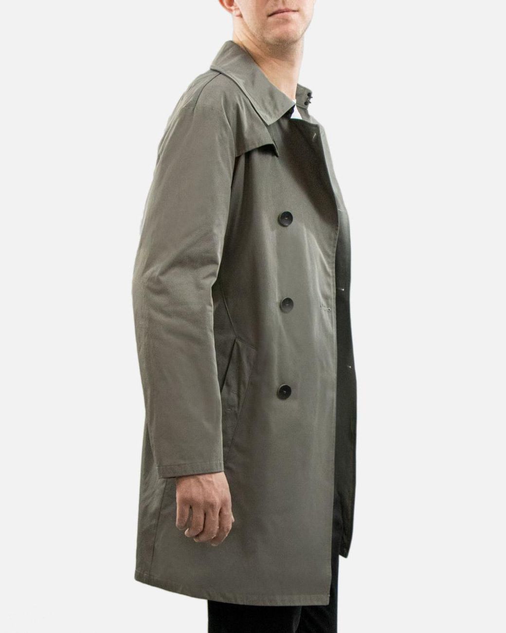 Armani Collezioni Gray Medium And Long Style Lapel Logo Trench Coat for men
