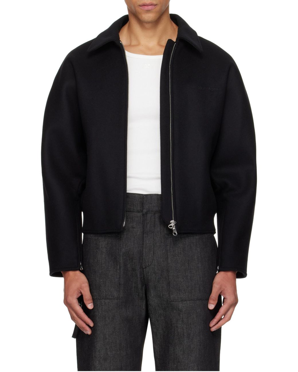 Courreges Black Courrèges Embroidered Bomber Jacket for men