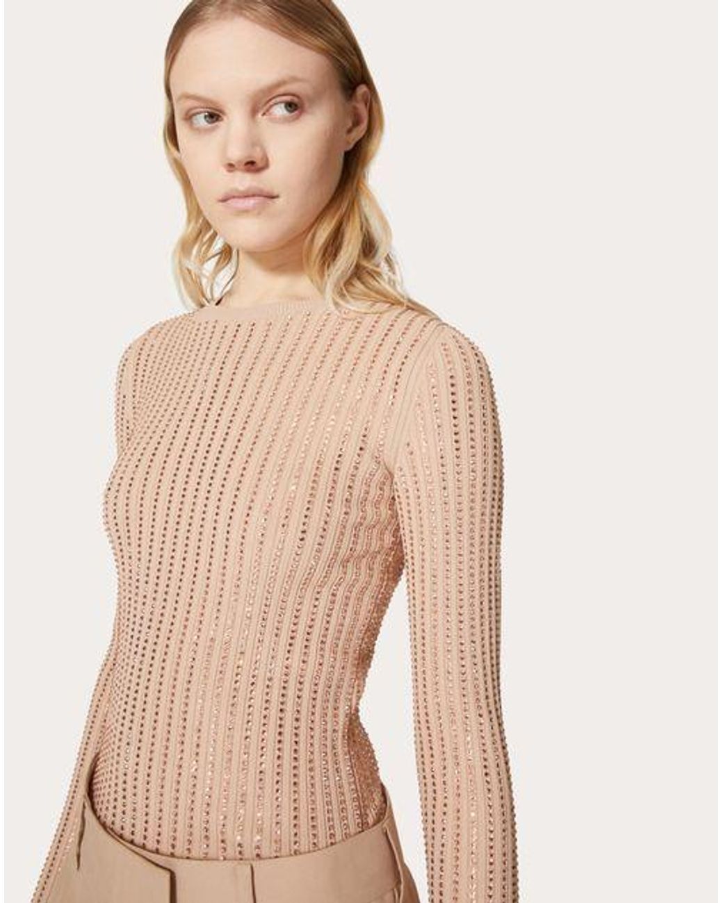 Valentino Pink Logo Round Neck Sweater