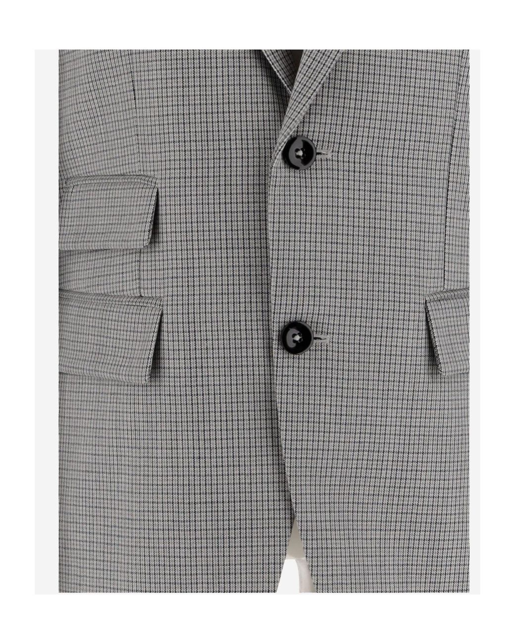 Jil Sander Gray Single-Breasted Checked Blazer