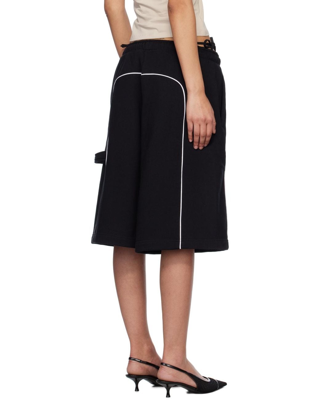 M I S B H V Black Logo Printed Drawstring Shorts