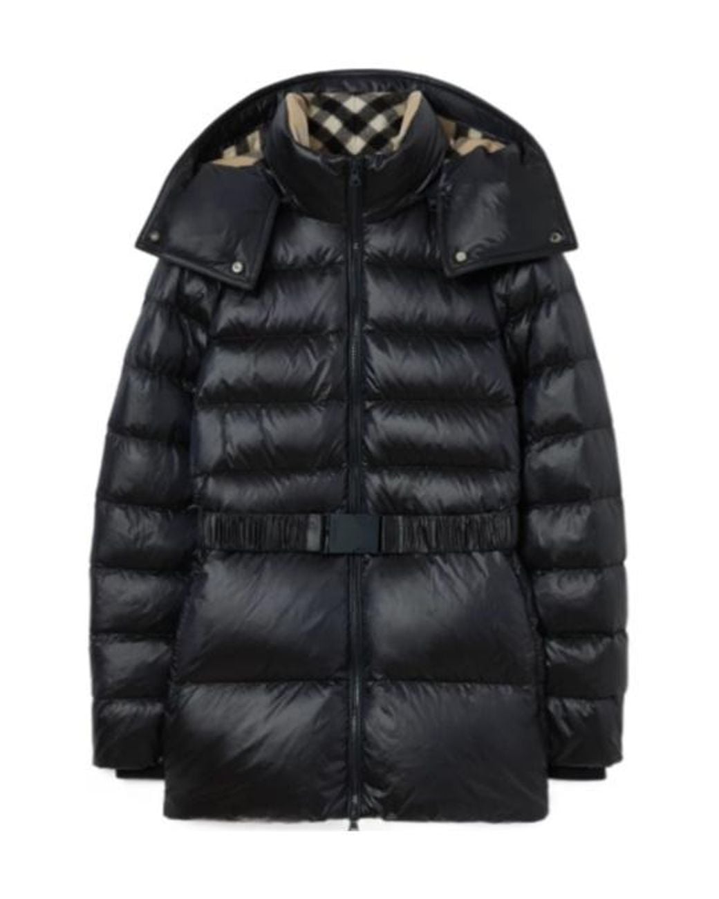 Burberry Black Short Nylon Hooded Puffer Coat