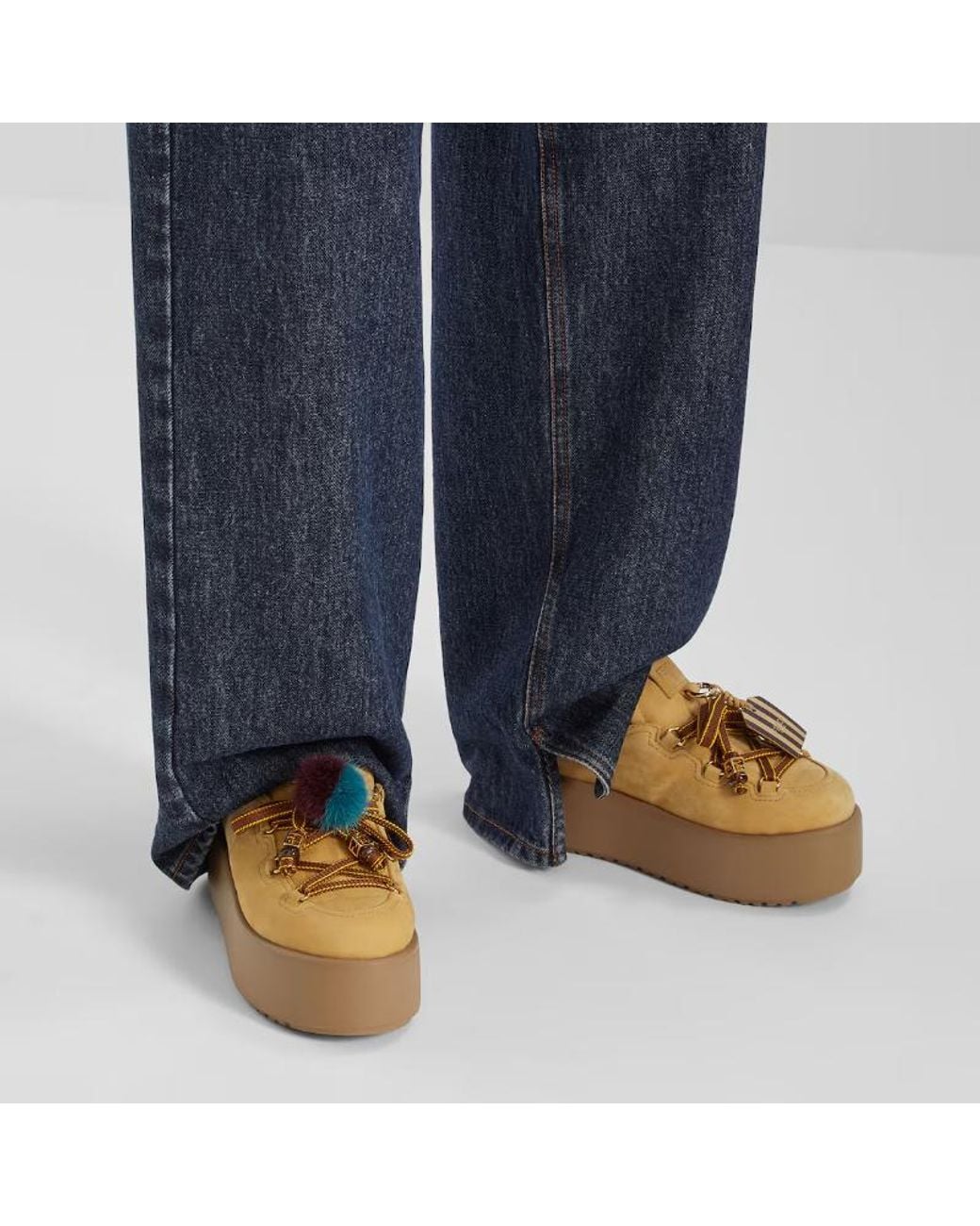 Fendi Brown Lace Detailed Slip-On Clogs