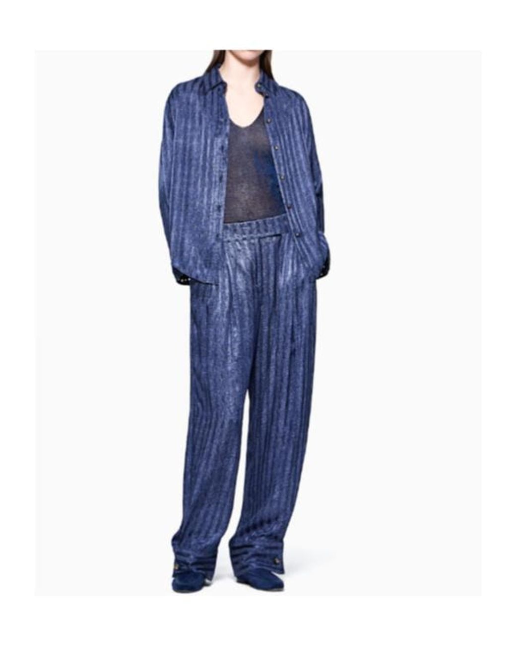 Giorgio Armani Blue Viscose Lurex Top