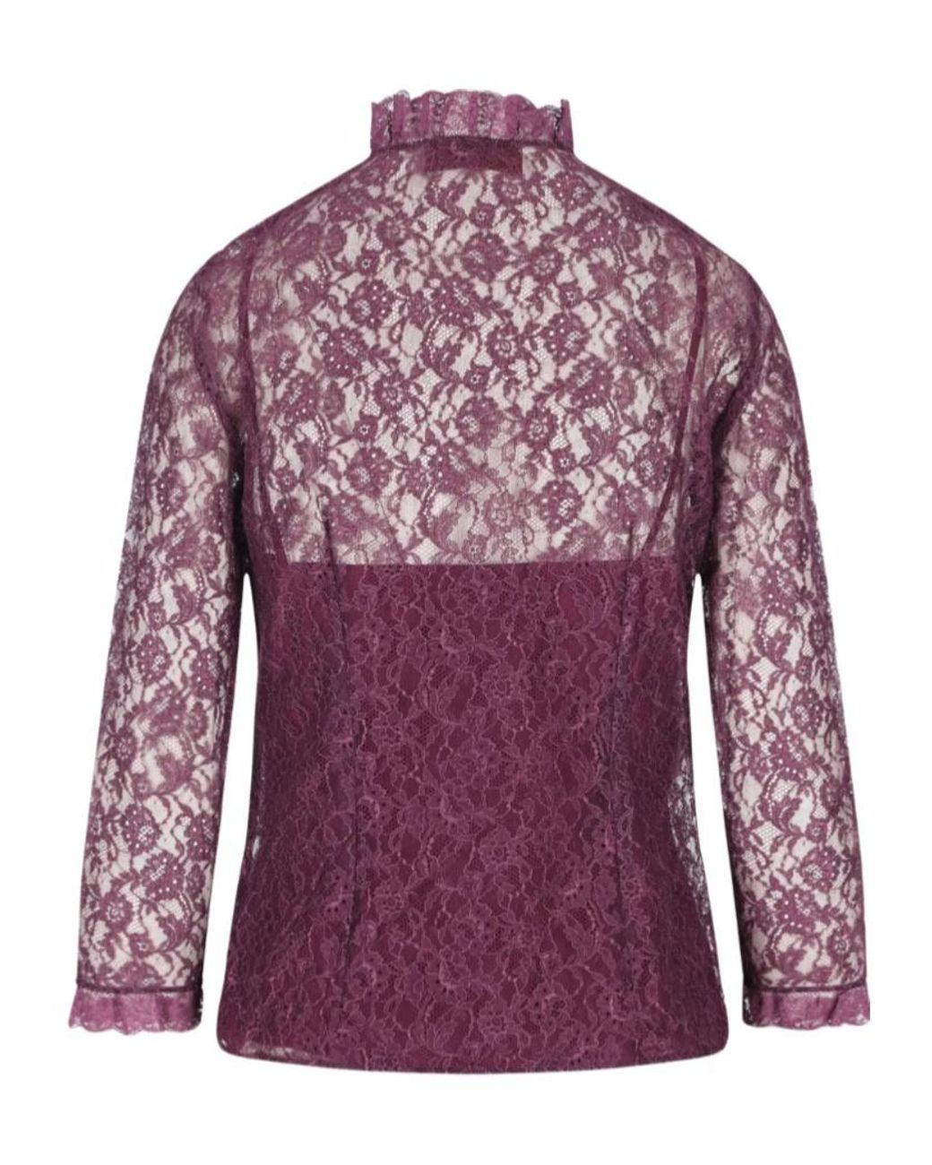 Gucci Purple Ruffled Lace Shirt