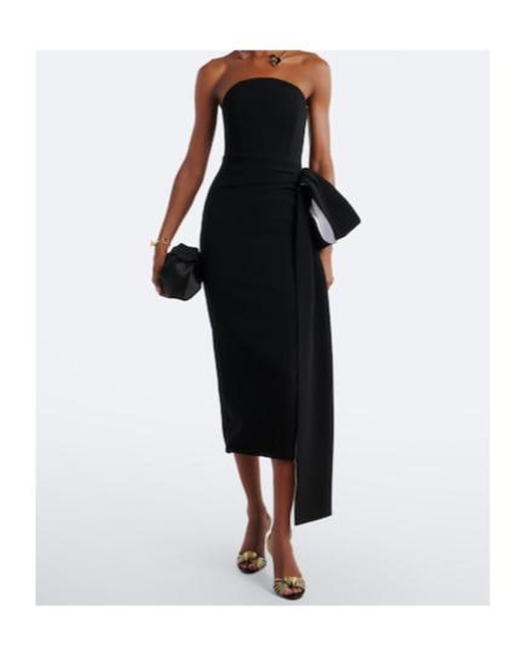 Roland Mouret Black Draped Strapless Crêpe Cocktail Dress