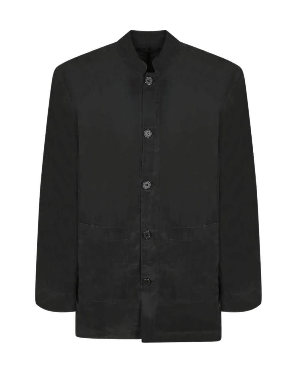 Officine Generale Black Officine Générale Stand-Collar Buttoned Jacket for men